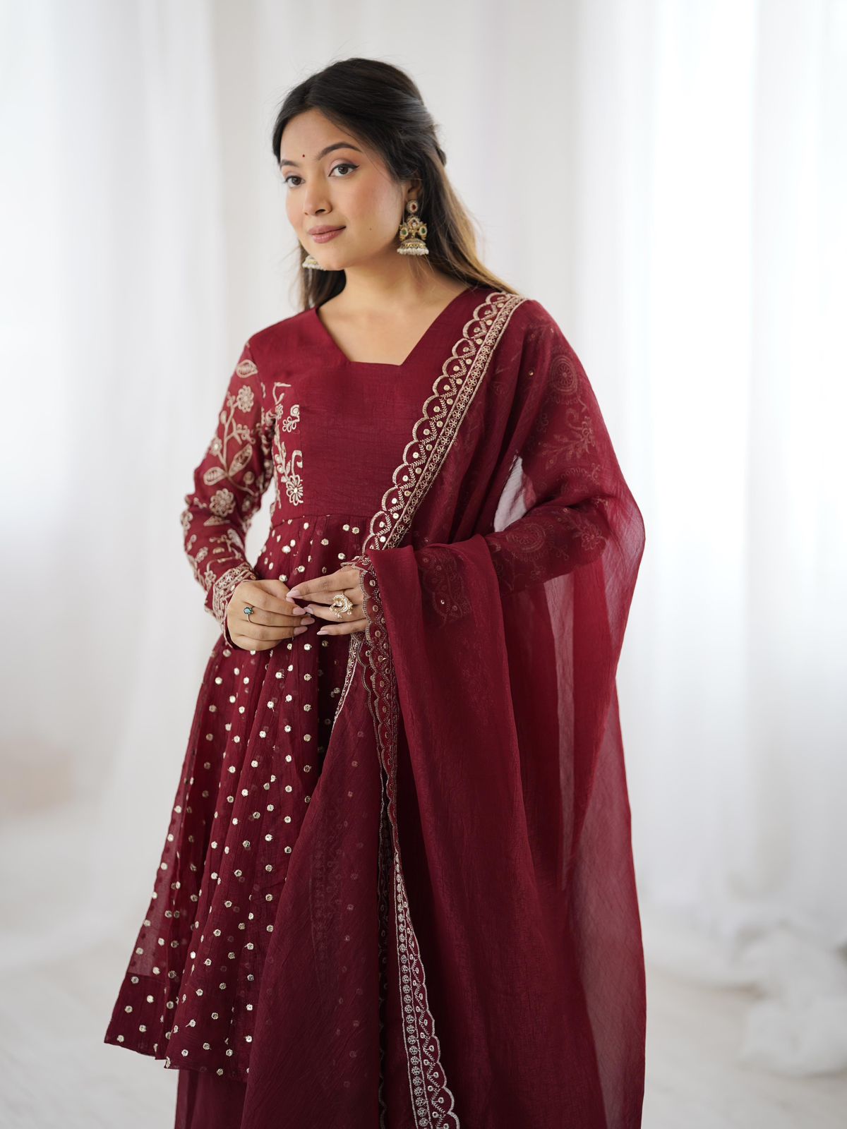 Embroidered Sharara Set with Dupatta - Image 2