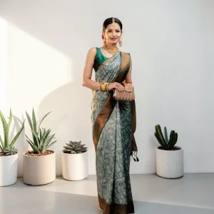Banarasi Soft Silk Zari Jacquard Saree blouse piece border