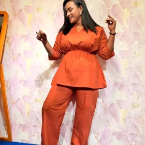 2pic Co-ord set designer sleeves with elastic