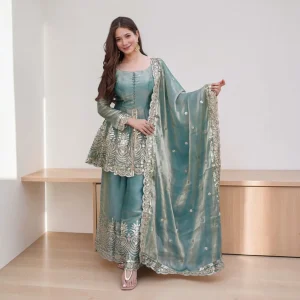 Designer Party Wear Look Collection Gown Sharara Dupatta full set view