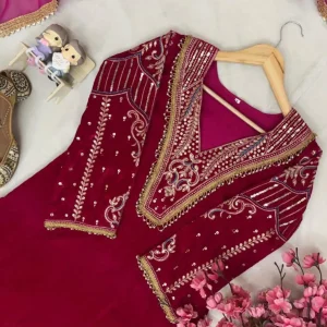 Designer Velvet Suit Set 5mm sequin zari embroidery close up